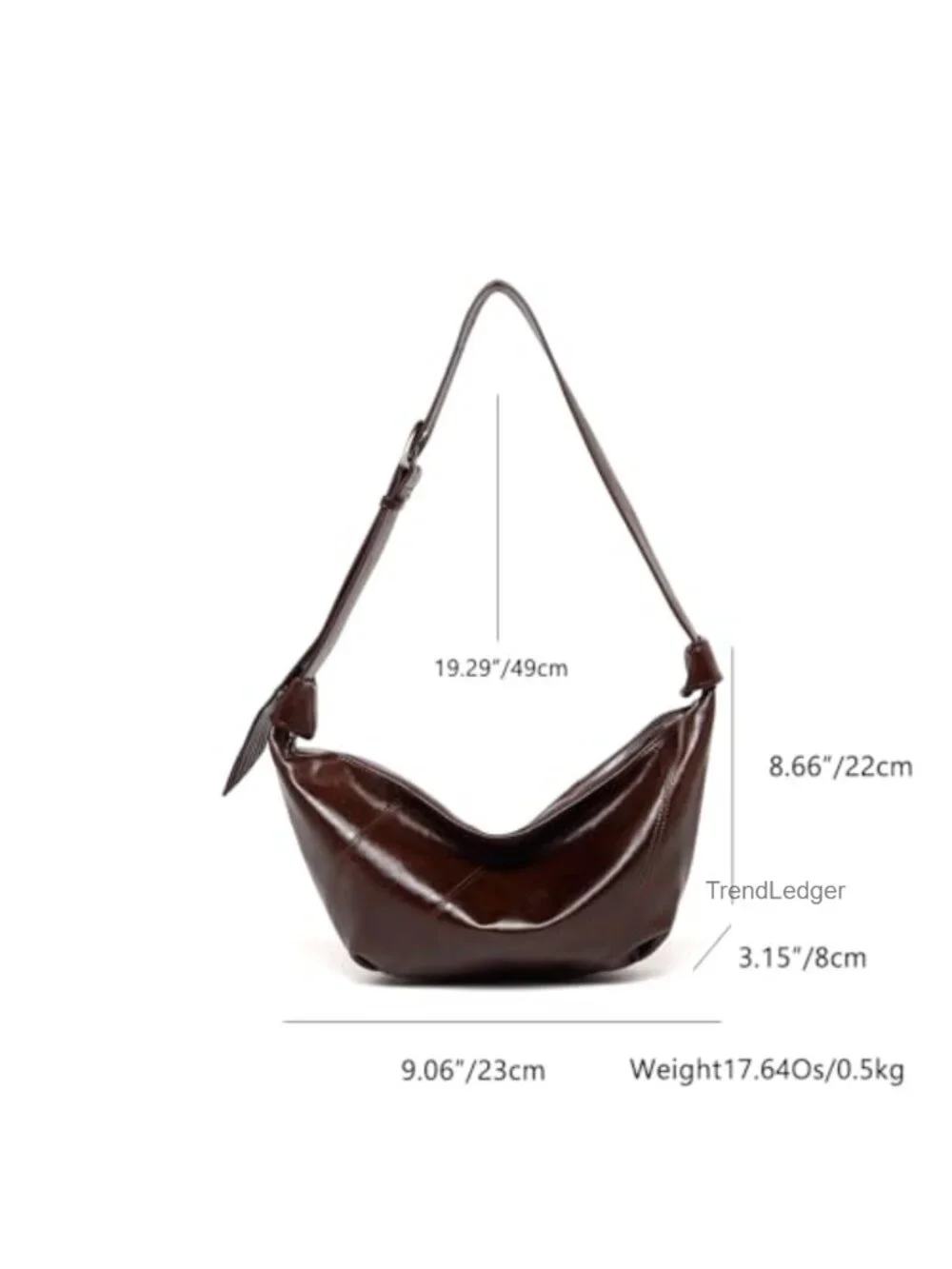 Faux Leather Crescent Crossbody Bag Adjustable Strap Small Satchel